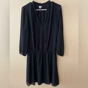 J. Crew Mercantile black chiffon drop waist dress